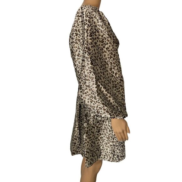 Sister Jane Tempo Leopard Jacquard Puff Sleeve Sweetheart Mini Dress Size XS - Picture 4 of 8